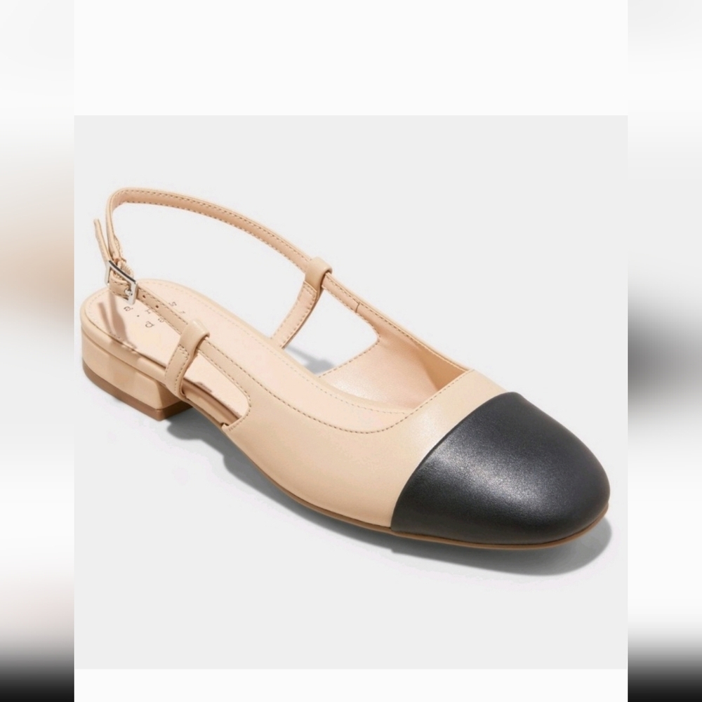 A New Day Womans Size 8 Slingback Flats Black/tan
